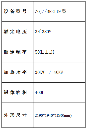 焯煮、油炸設備參數