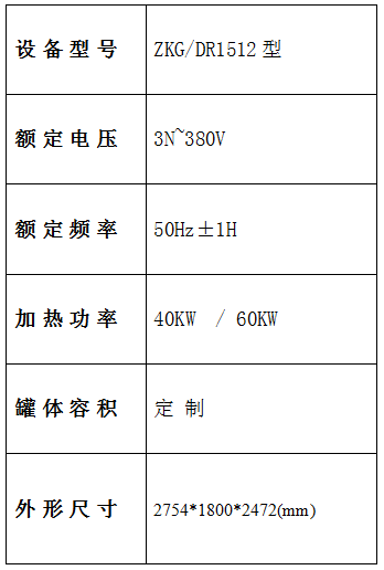 蒸烤設(shè)備參數(shù)